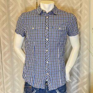 H&M GINGHAM BUTTON DOWN SHORT SLEEVE SHIRT